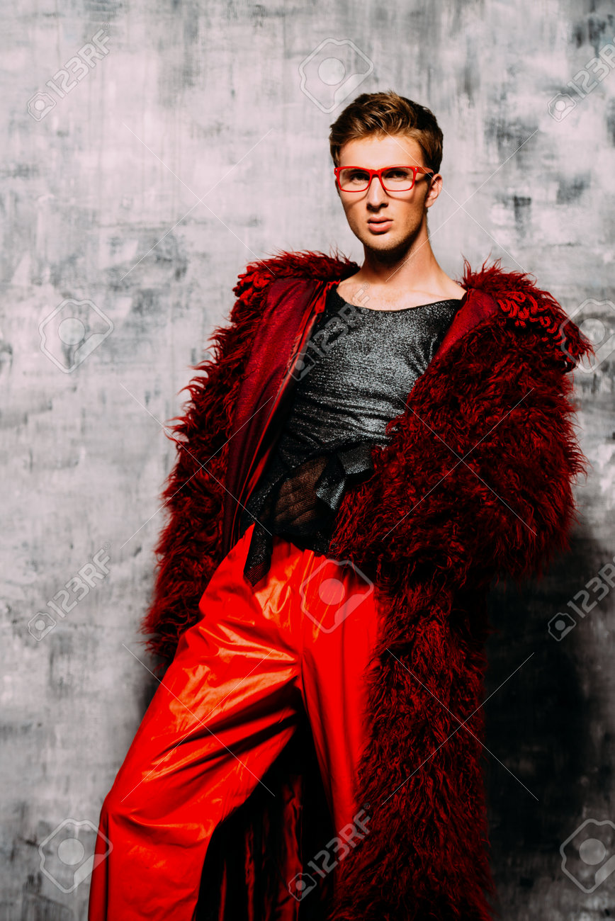 red fur coat mens