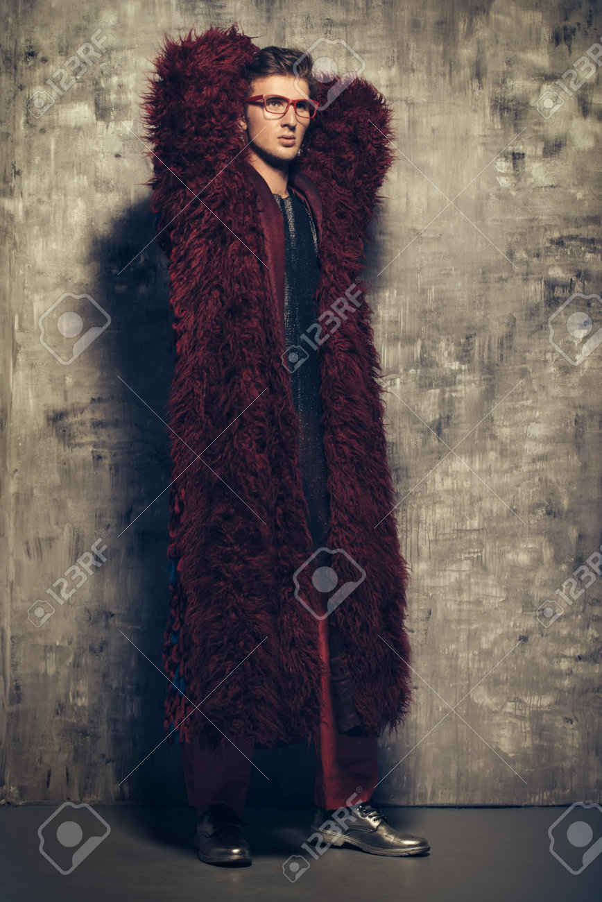 red fur coat mens