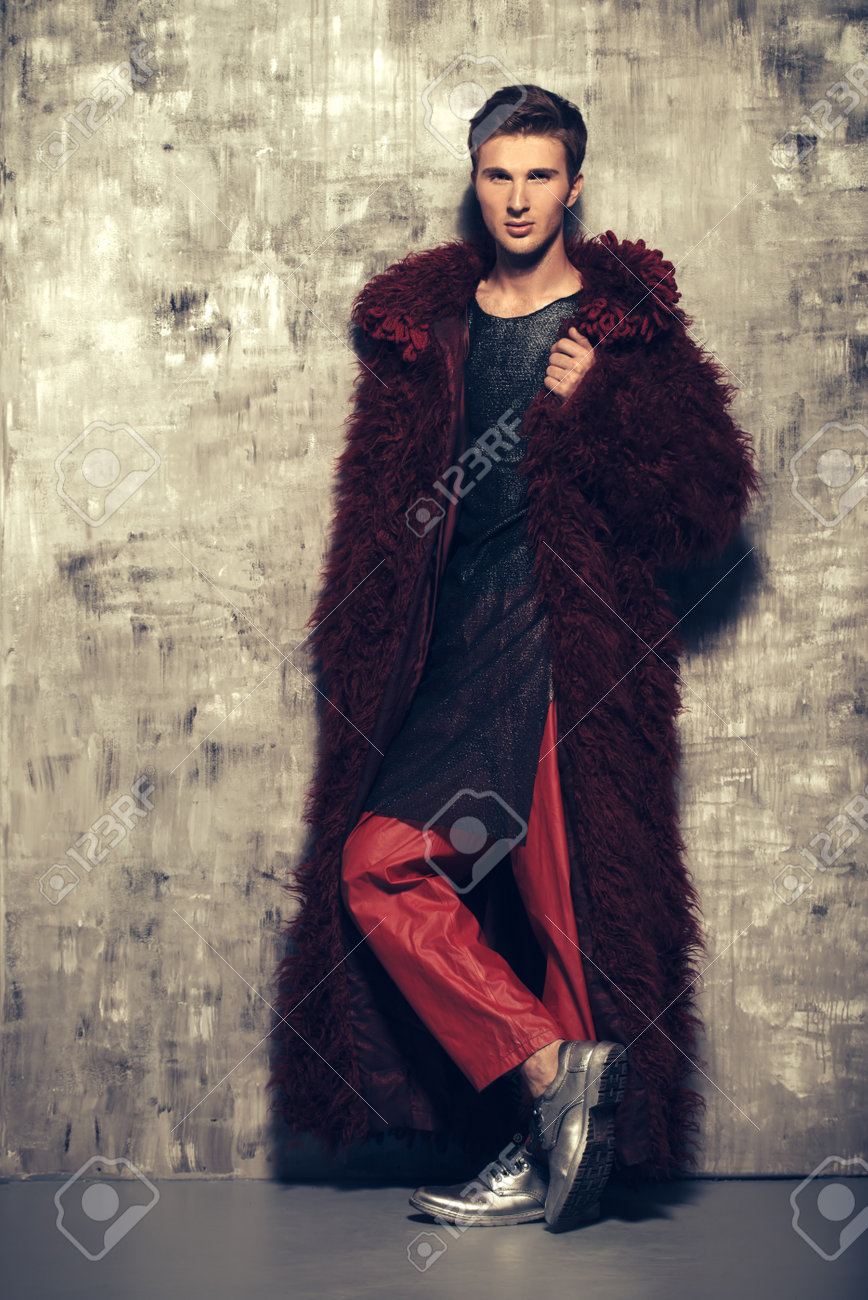 red fur coat mens