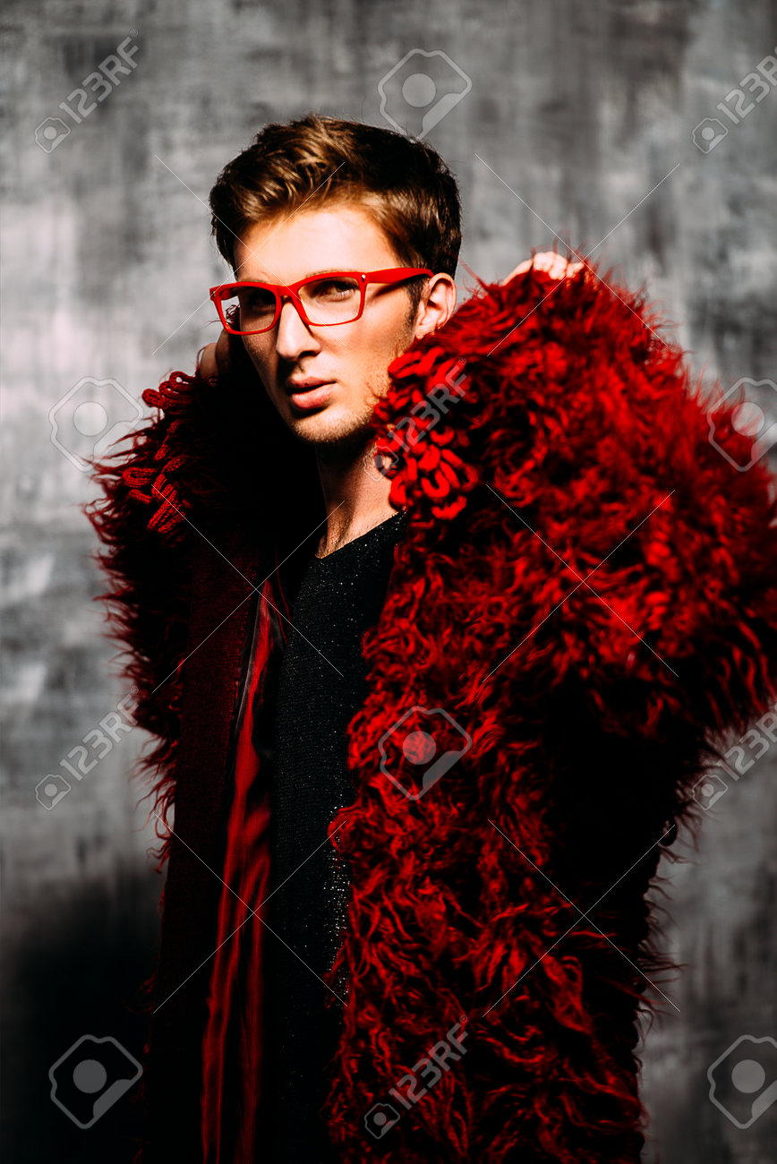 red fur coat mens