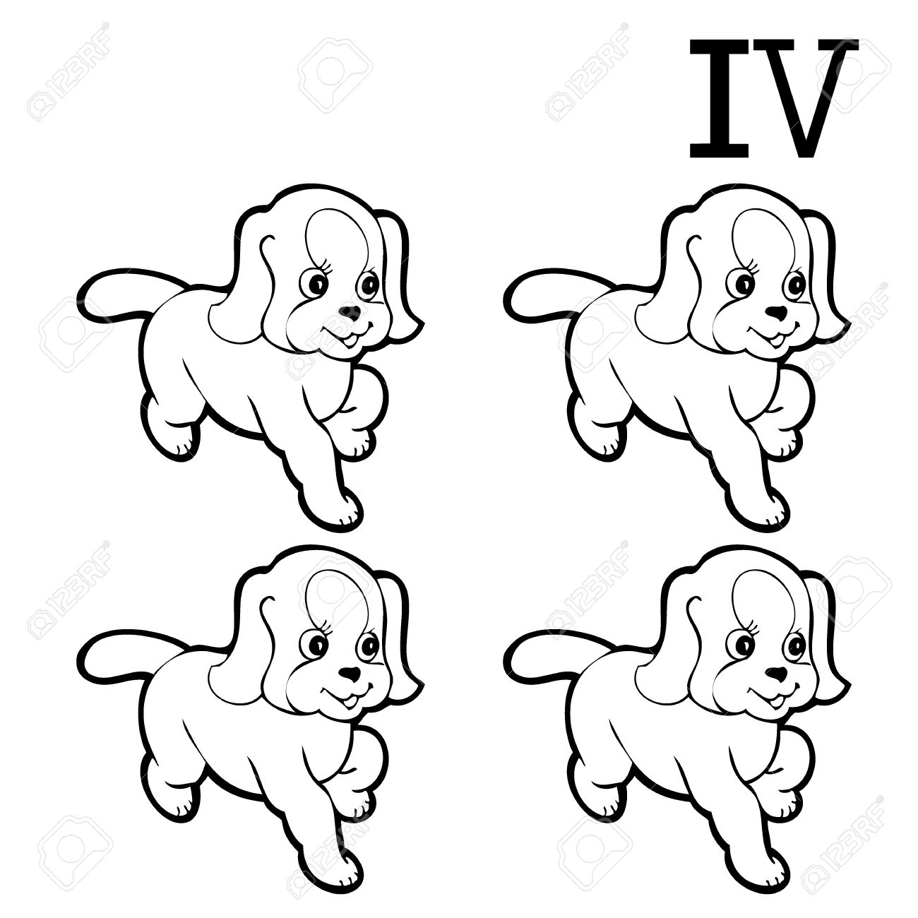 Worksheet Count The Numbers roman numbers with cute cartoon animals to count the number 4 stock vector 27152930