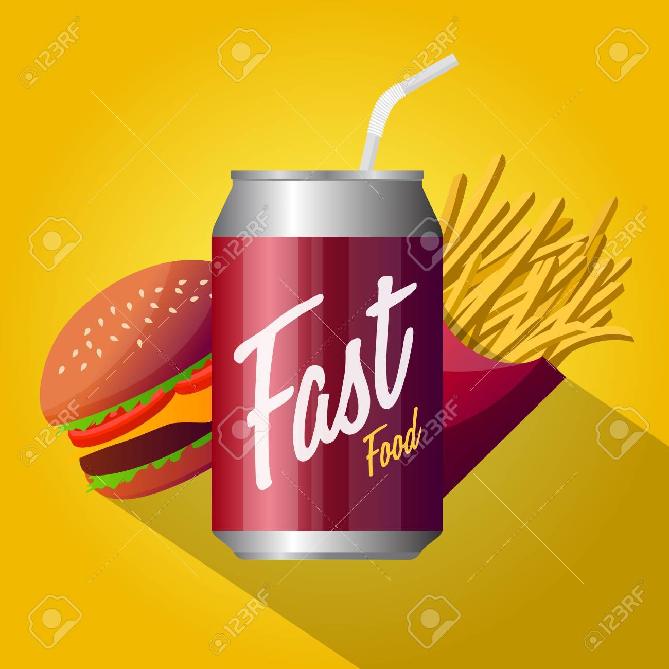 Download Fast Food Poster Design Isolated On Yellow Background Royalty Free Cliparts Vectors And Stock Illustration Image 63275553 PSD Mockup Templates
