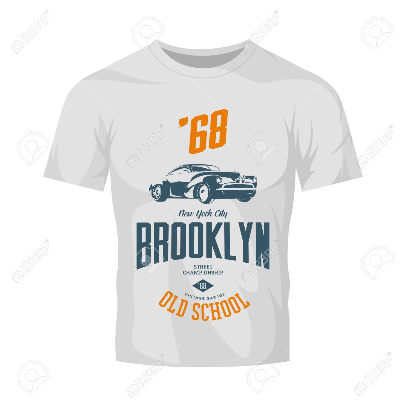 vintage vehicle vector logo isolated on white t shirt mock up