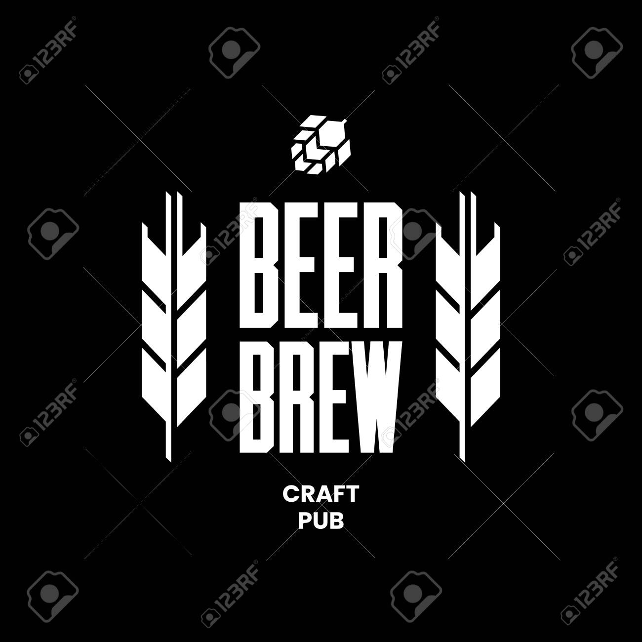 Modern craft beer drink vector logo sign for bar, pub, store, brewhouse or brewery isolated on black background. Premium quality emblem logotype illustration. Brewing fest fashion t-shirt badge design. - 120438756 Modern craft beer drink vector logo sign for bar, pub, store, brewhouse or brewery isolated on black background. Premium quality emblem logotype illustration. Brewing fest fashion t-shirt badge design. - 120438756