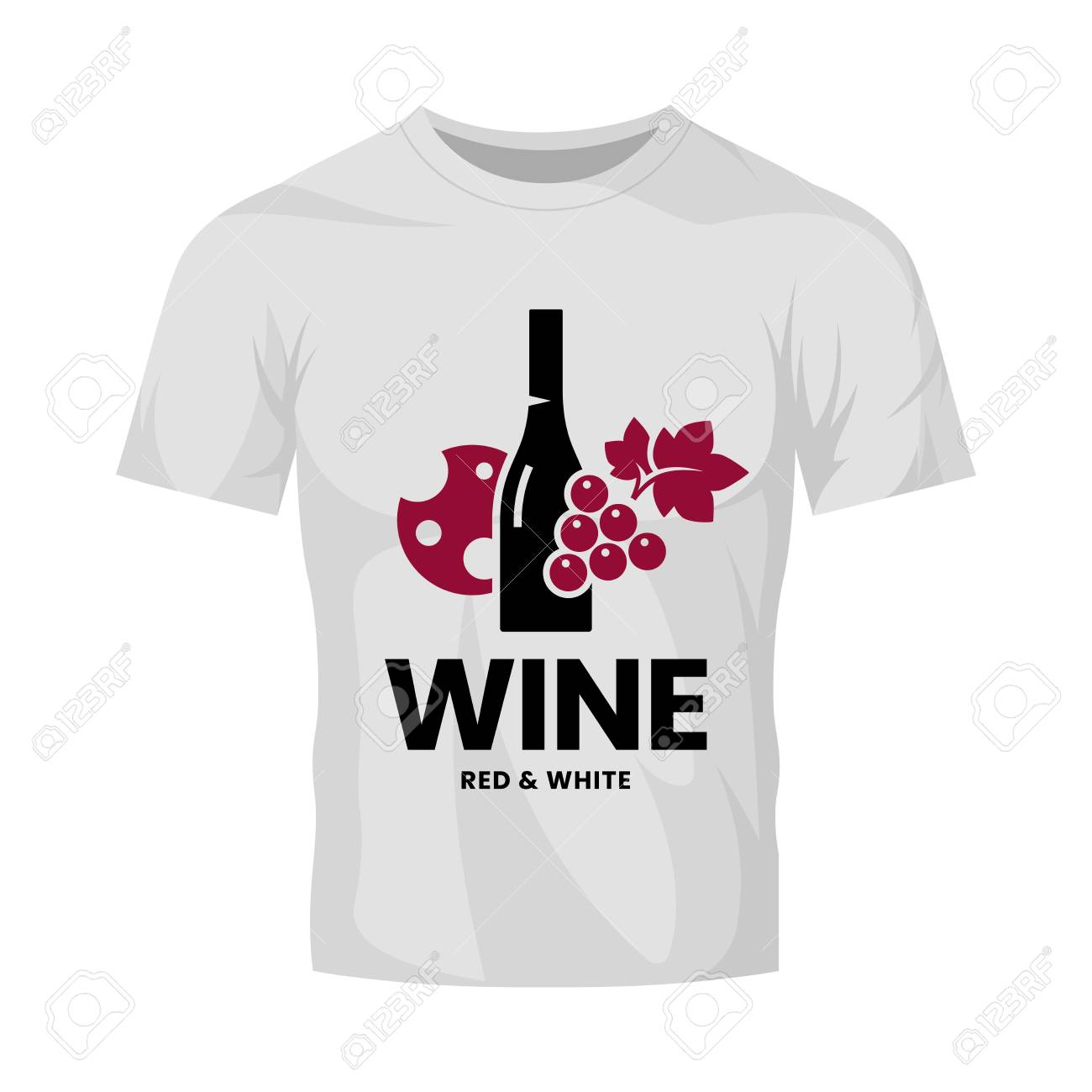 Modern wine vector logo sign for tavern, restaurant, house, shop, store, club and cellar isolated on white t-shirt mock up. Premium quality vinery logotype illustration. Fashion badge design template. - 126498807 Modern wine vector logo sign for tavern, restaurant, house, shop, store, club and cellar isolated on white t-shirt mock up. Premium quality vinery logotype illustration. Fashion badge design template. - 126498807