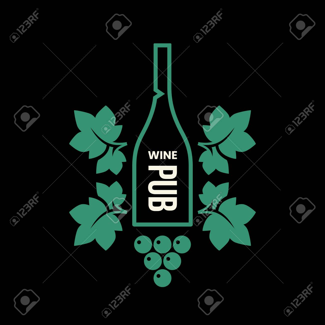 Modern wine vector logo sign for tavern, restaurant, house, shop, store, club and cellar isolated on black background. Premium quality vinery logotype illustration. Fashion brand badge design template. - 126498882 Modern wine vector logo sign for tavern, restaurant, house, shop, store, club and cellar isolated on black background. Premium quality vinery logotype illustration. Fashion brand badge design template. - 126498882