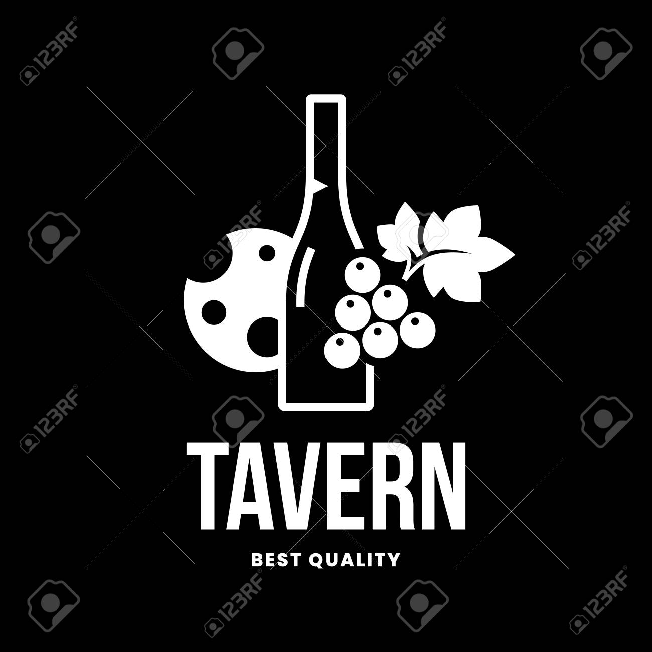 Modern wine vector logo sign for tavern, restaurant, house, shop, store, club and cellar isolated on black background. Premium quality vinery logotype illustration. Fashion brand badge design template. - 126498929 Modern wine vector logo sign for tavern, restaurant, house, shop, store, club and cellar isolated on black background. Premium quality vinery logotype illustration. Fashion brand badge design template. - 126498929