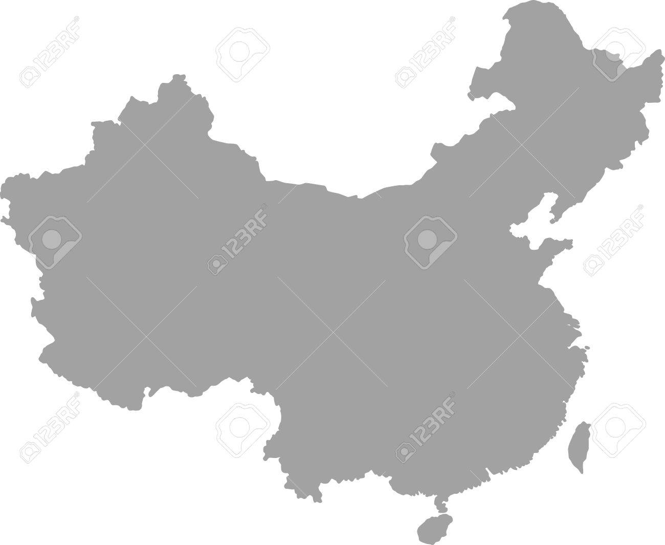 グレー色の中国地図アウトライン ベクトルのイラスト素材 ベクタ Image