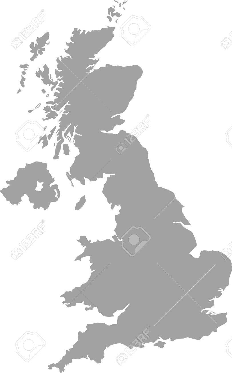 グレー色のイギリス地図アウトライン ベクトルのイラスト素材 ベクタ Image