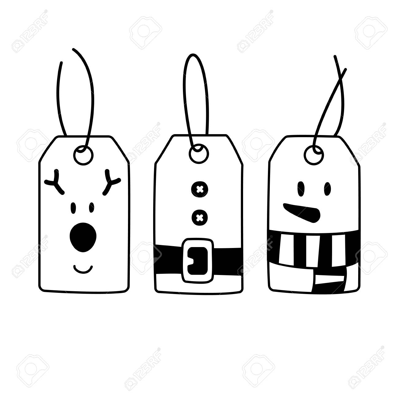 christmas decoration tag set holiday gift box label hand drawn holiday gift tag clipart