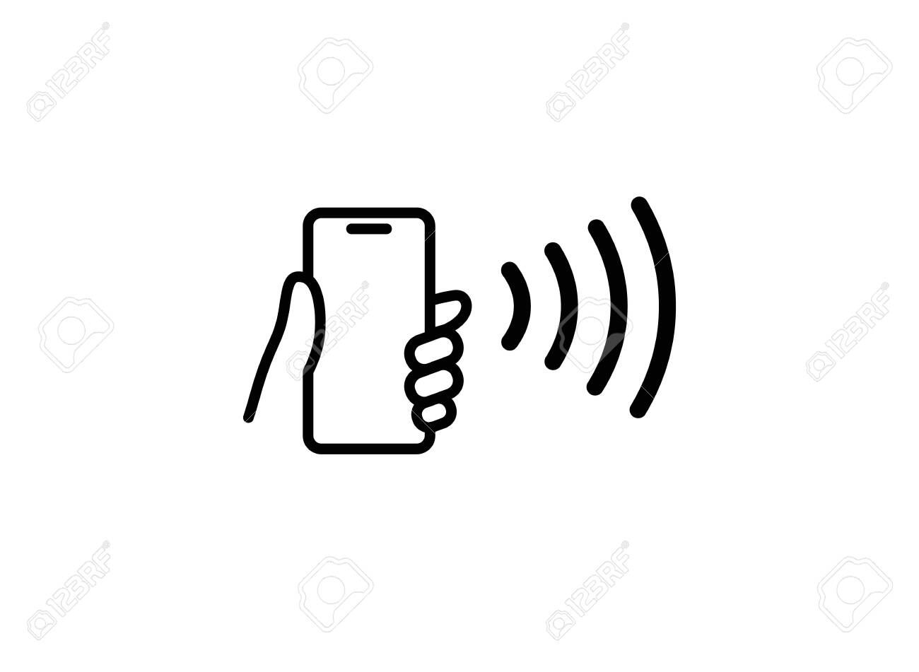 NFC Technology Vector Icon. Hand Handing Phone, Smartphone, Wawe Simple  Line Outline Sign. Near Field Communication Royalty Free SVG, Cliparts,  Vectors, and Stock Illustration. Image 144771638., image size:1300x951