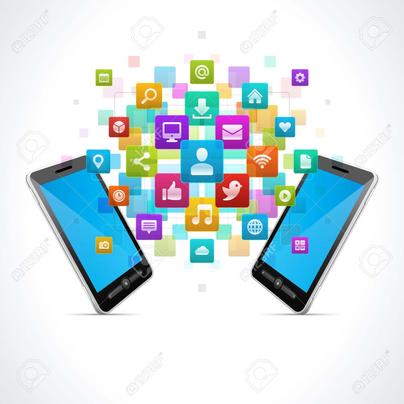 Social Media Icons And Mobile Phone Background Royalty Free