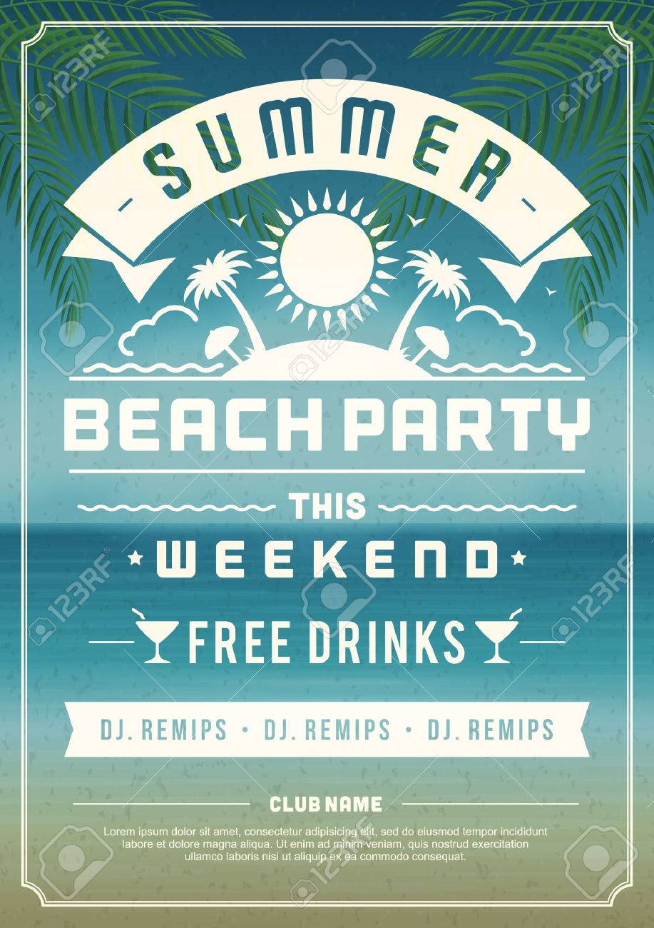 retro summer party design poster or flyer night club event poster flyer