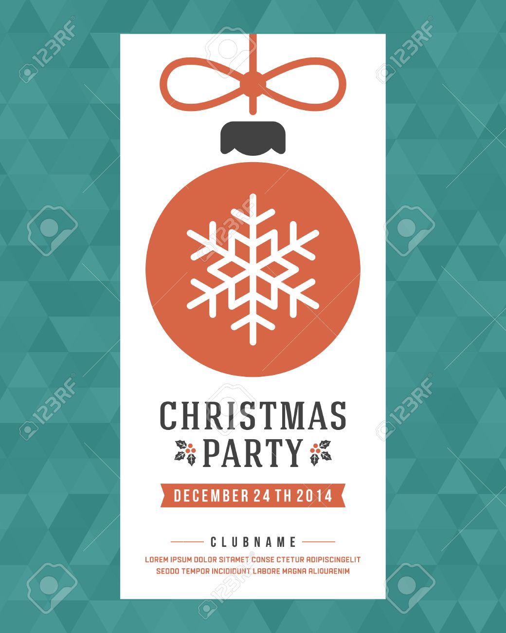 christmas party invitation retro typography and ornament decoration