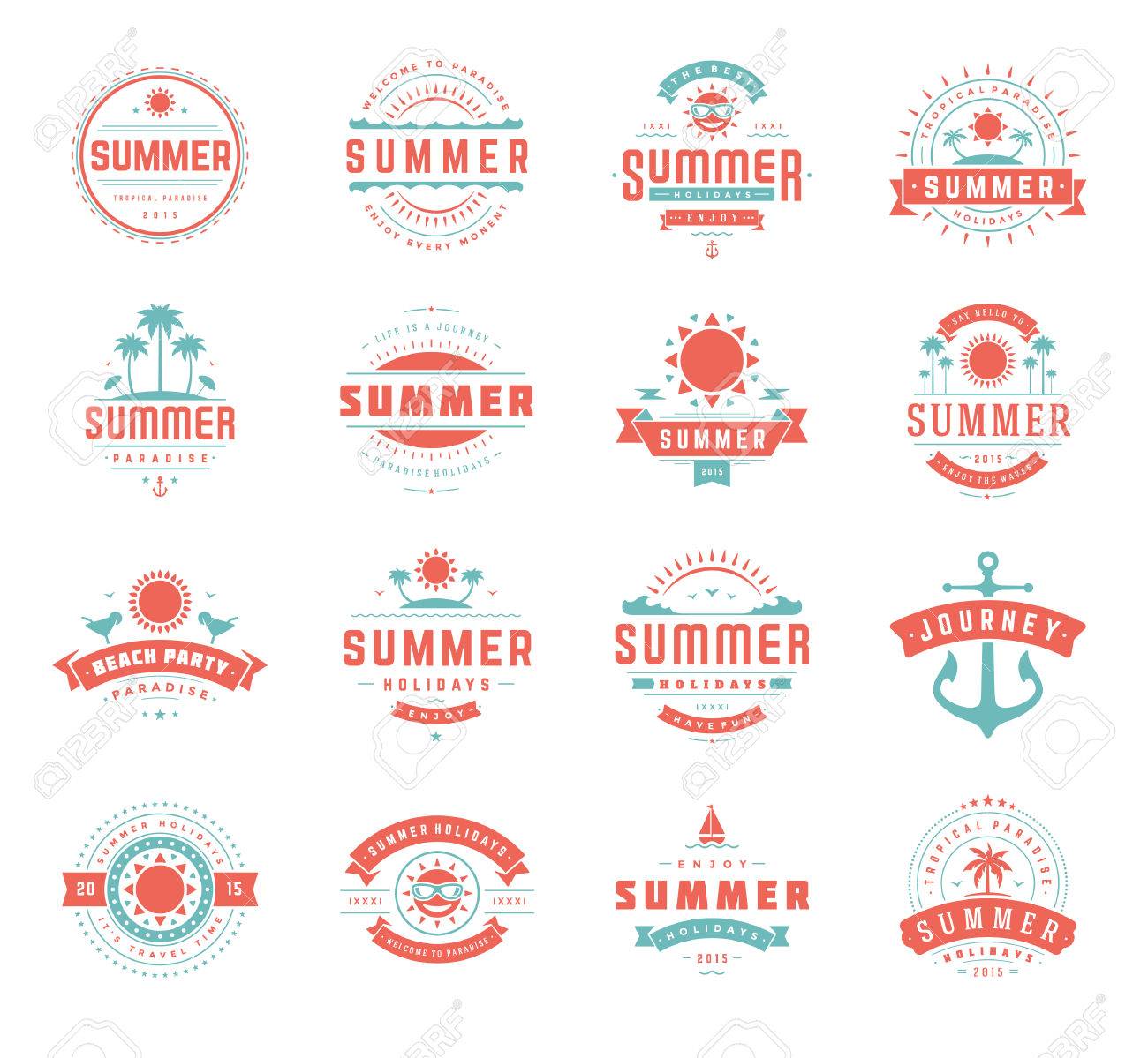 summer holidays labels design elements and typography set retro holiday label templates