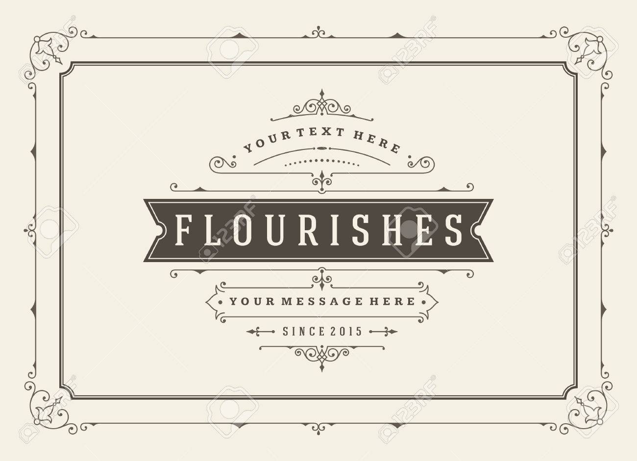ビンテージ飾りグリーティング カード ベクトル テンプレート レトロな結婚式招待状 広告やその他のデザインおよびテキストの場所 フレーム が蔓延します のイラスト素材 ベクタ Image