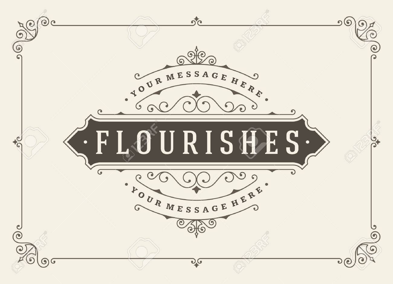 Vintage ornament greeting card vector template. Retro wedding invitations, advertising or other design and place for text. Flourishes frame. - 46483015 Vintage ornament greeting card vector template. Retro wedding invitations, advertising or other design and place for text. Flourishes frame. - 46483015