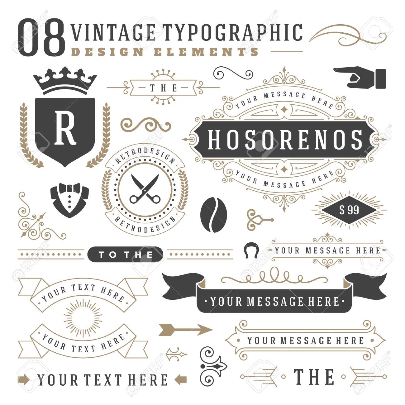 Retro Vintage insignias set. Vector design elements, business signs, identity, labels, badges, ribbons, stickers and other branding objects. - 47936596 Retro Vintage insignias set. Vector design elements, business signs, identity, labels, badges, ribbons, stickers and other branding objects. - 47936596