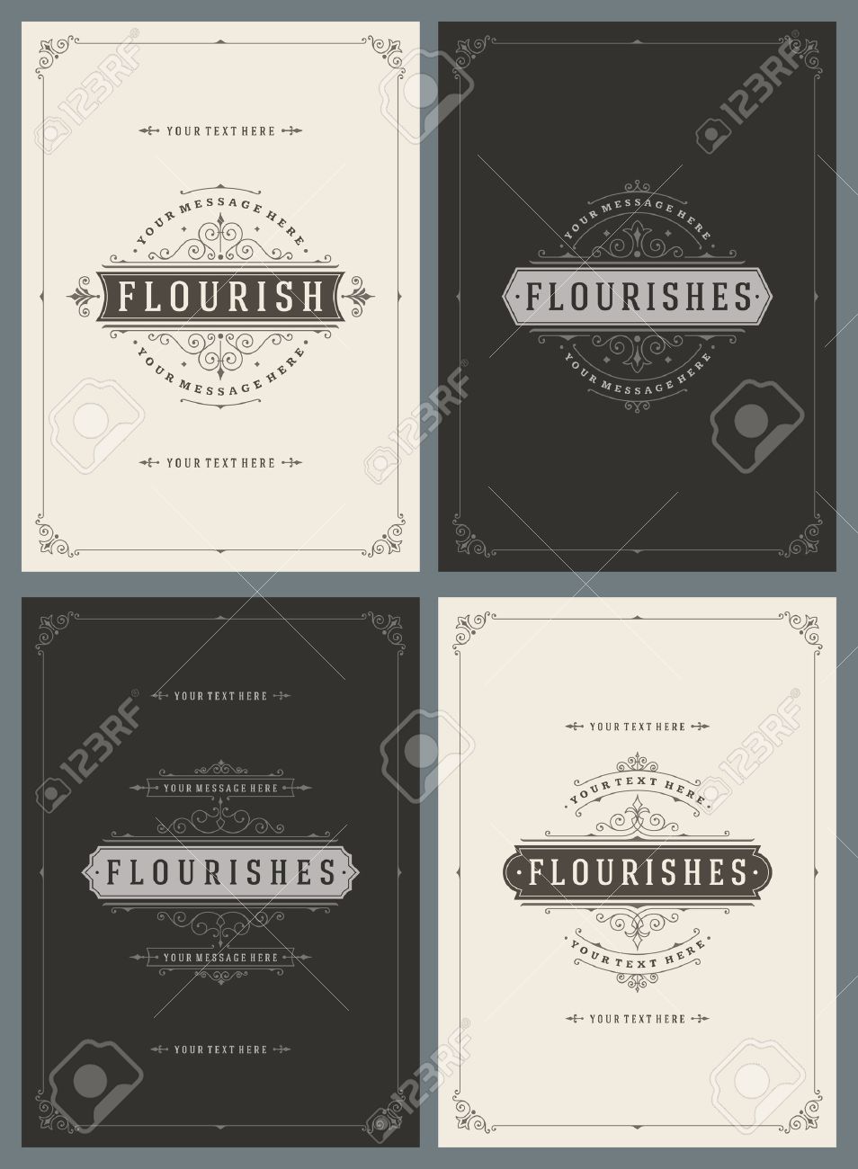Vintage Ornament Greeting Cards Vector Templates Set. Retro Luxury Invitations, Royal Certificate, Book Covers. Flourishes frame. Vintage Background, Vintage Frame, Vintage Ornament, Ornaments Vector. - 51864586 Vintage Ornament Greeting Cards Vector Templates Set. Retro Luxury Invitations, Royal Certificate, Book Covers. Flourishes frame. Vintage Background, Vintage Frame, Vintage Ornament, Ornaments Vector. - 51864586