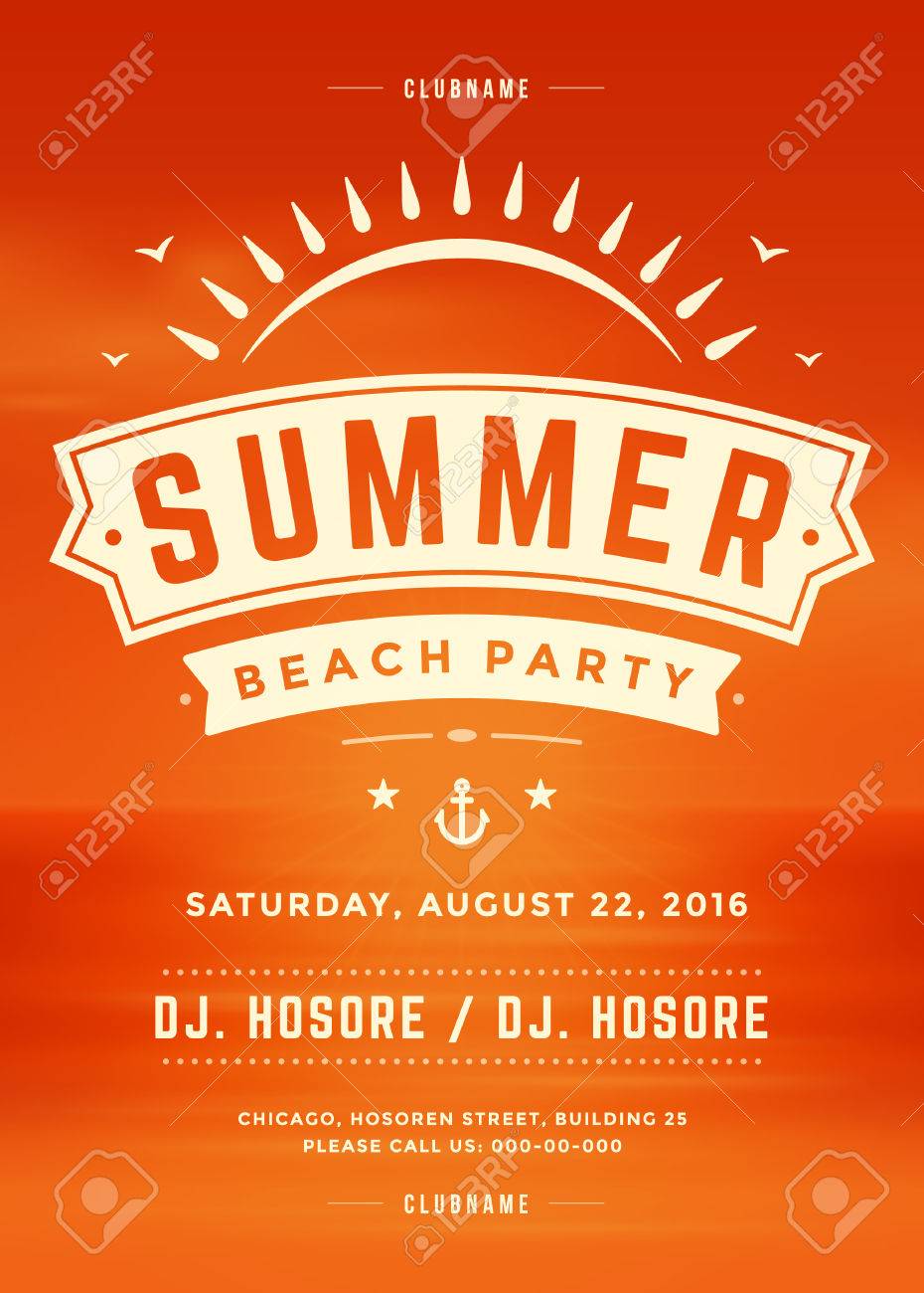 summer holidays beach party typography poster or flyer design