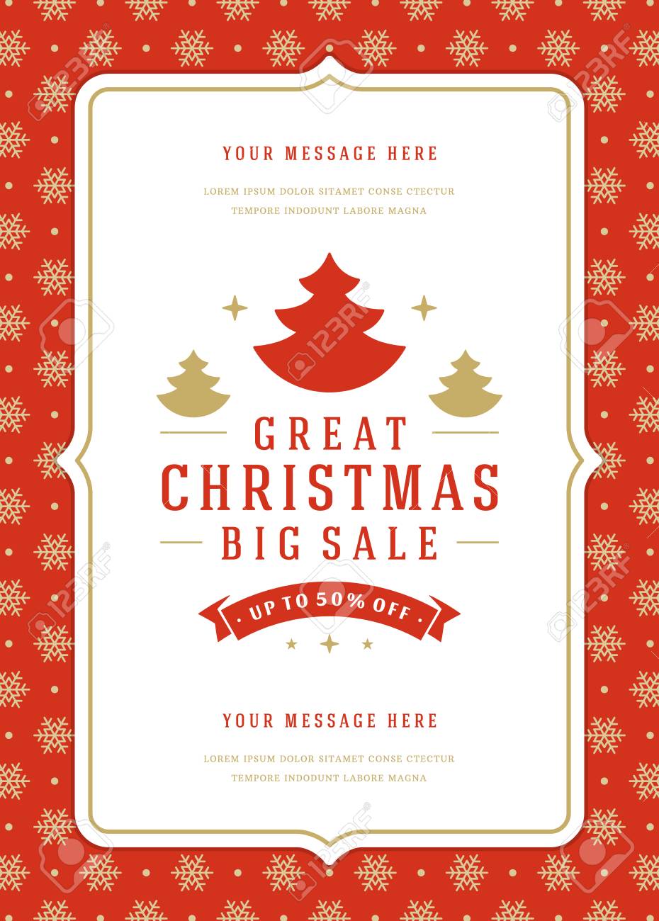 クリスマス セールのチラシやポスターのデザイン割引提供と背景をパターンします レトロなタイポグラフィー ラベル デザイン テンプレートです ベクトルの図 のイラスト素材 ベクタ Image
