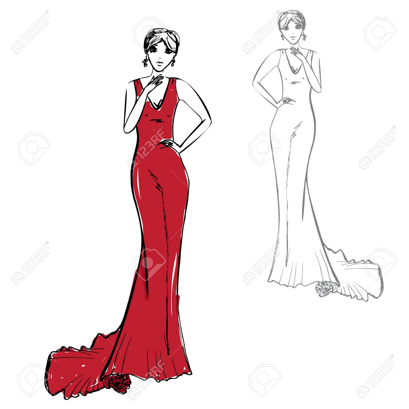 人物画 赤いドレスの女性 DA/赤いドレスの女性 完成～～♬ | Le Sucre