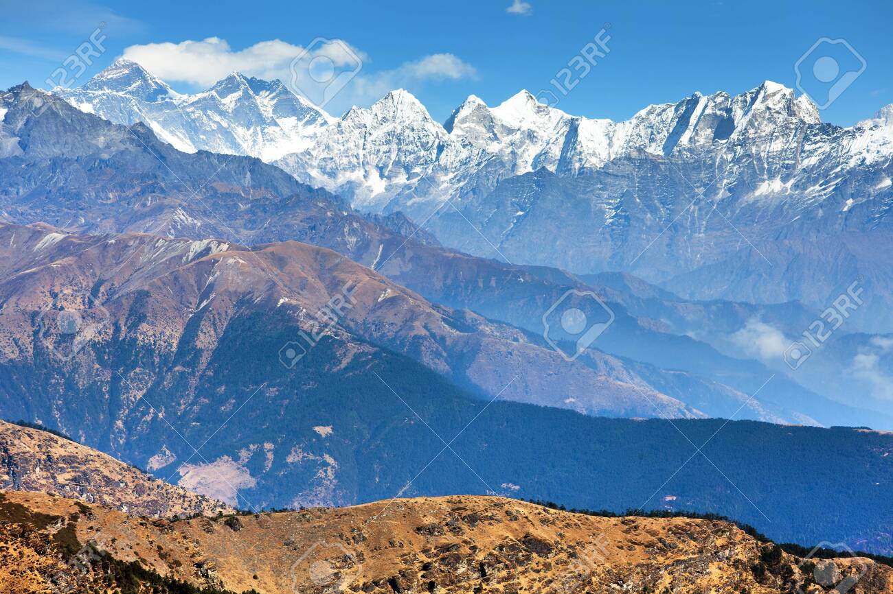 Panoramic View Of Himalaya Range From Pikey Peak Trekking Trail Stock Photo Picture And Royalty Free Image Image