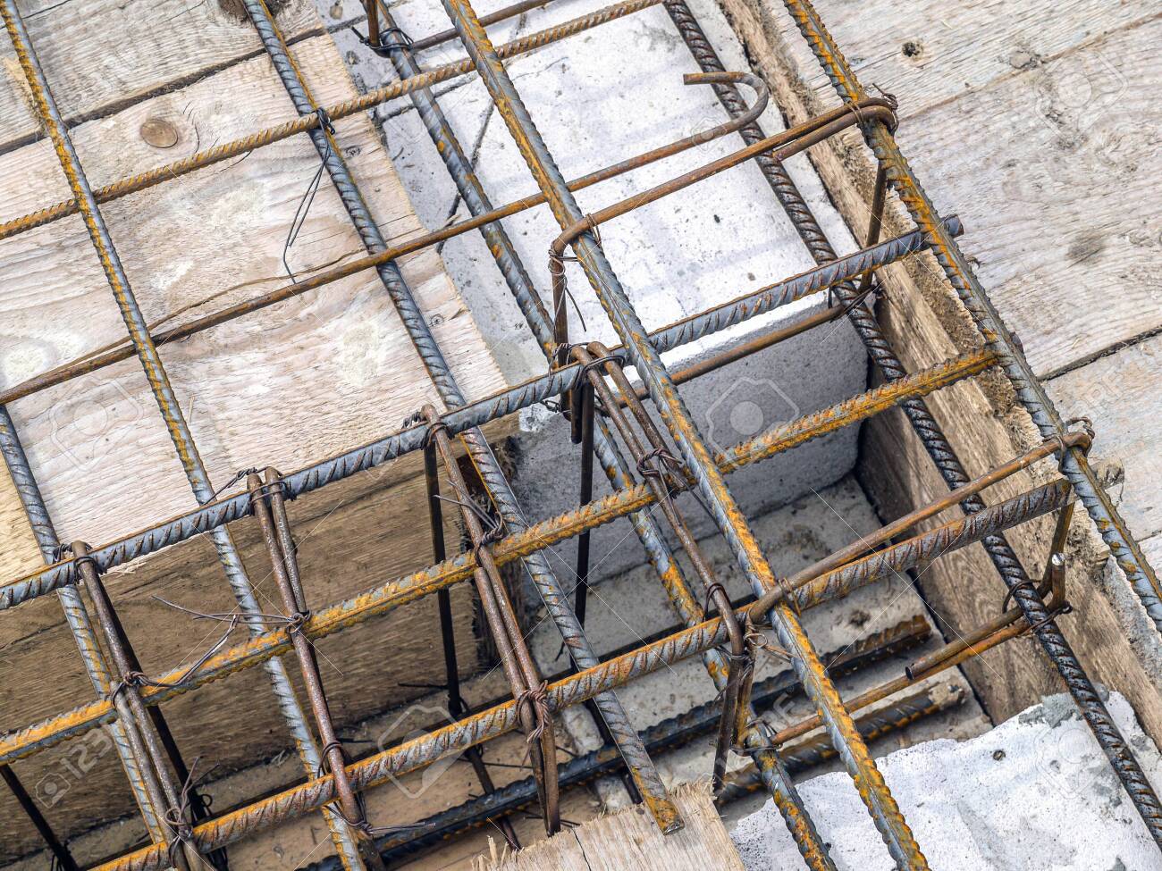 Closeup Shot Of Steel Bar Reinforcement Used For Reinforcing Concrete Slab Stock Photo Picture And Royalty Free Image Image 123474730