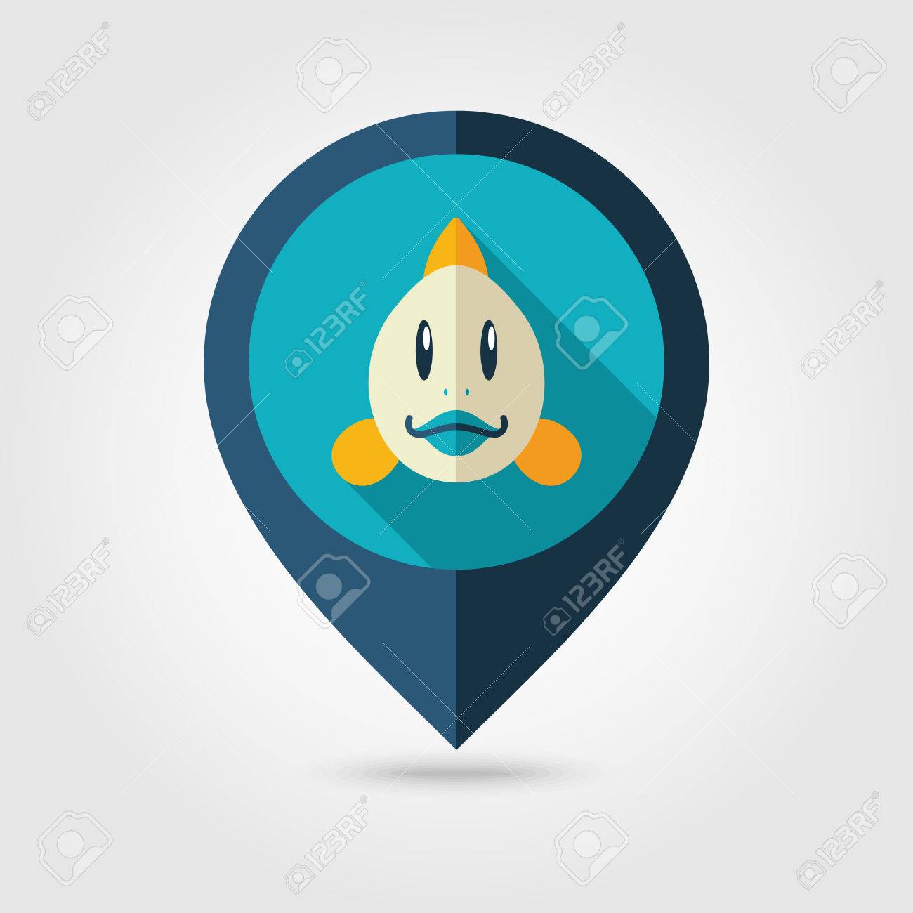 魚はフラット ピン マップ アイコンです マップ ポインター マーカーをマップします 動物の頭部イラスト のイラスト素材 ベクタ Image