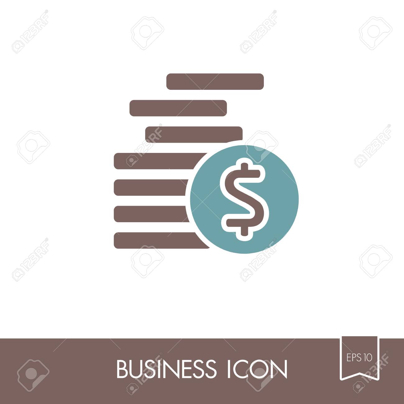 Coins Stack Outline Illustration Money Stacked Coins Icon Finances - 