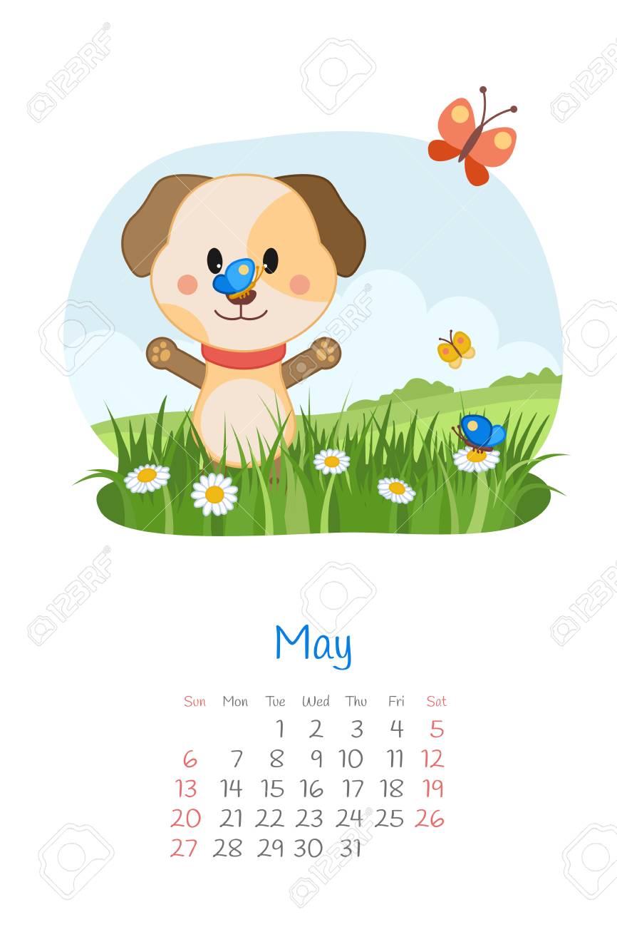 calendar 2018 month of may with dog royalty free cliparts vectors month of may calender