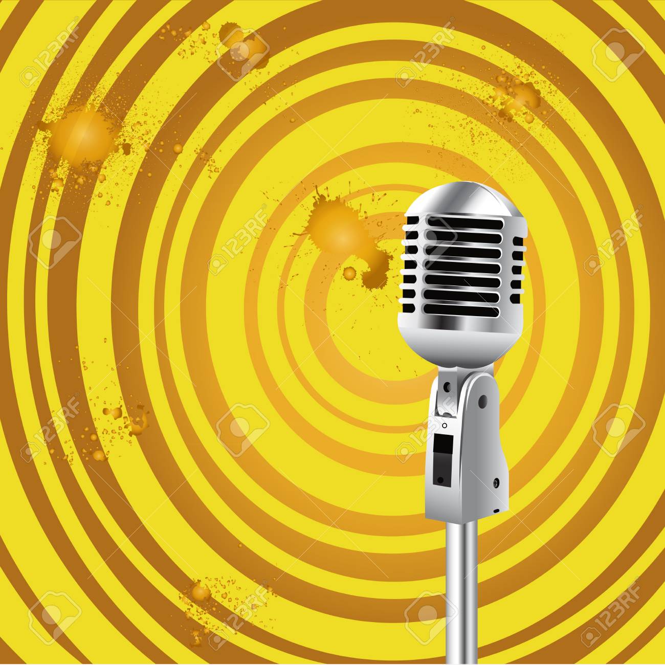 カラオケ パーティーにレトロな古いスタイルのマイク グランジ背景のイラスト素材 ベクタ Image 7160