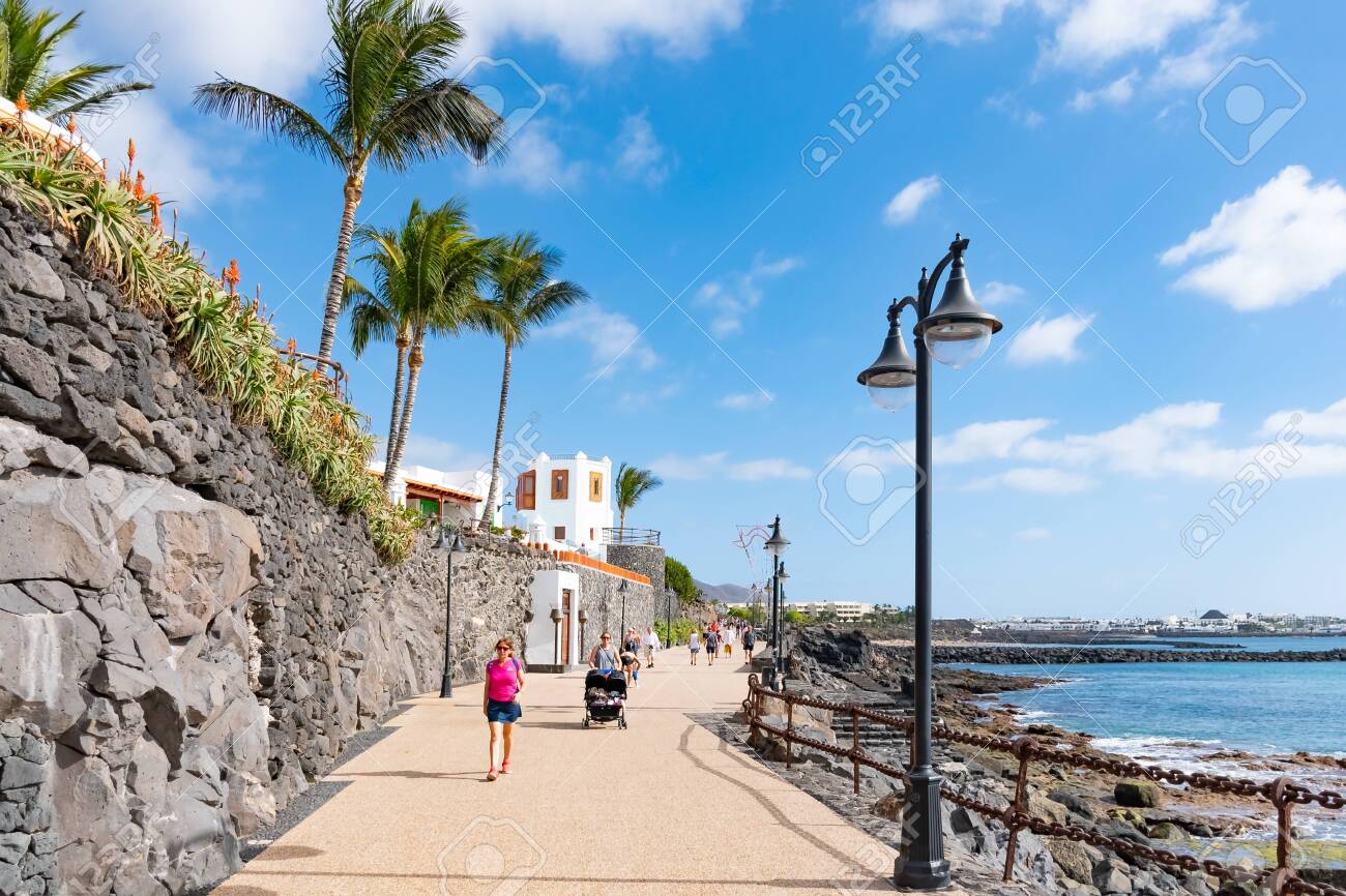 Playa Blanca Spain Dec 14 Seaside Promenade In Playa Blanca