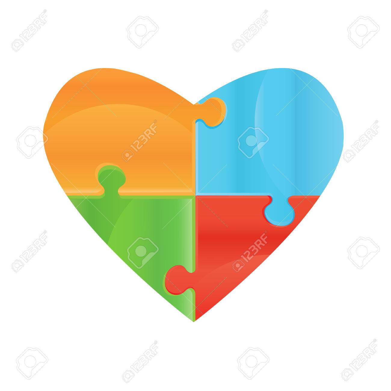 heart object made of puzzle pieces isolated puzzle pieces on