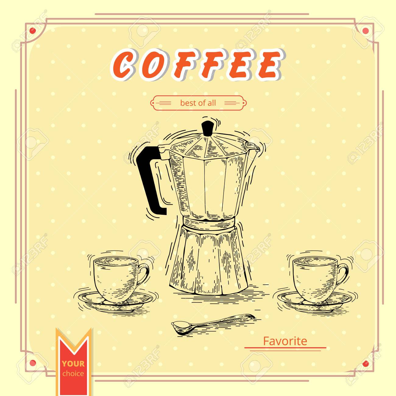 hand drawn coffee set coffee maker vintage coffee posters