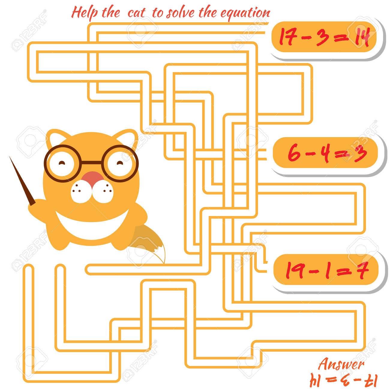 面白い迷路ゲーム子供のため 幼児の視覚的なゲーム ソリューションと迷路パズル 猫の幼稚園児の迷宮のベクトル Rebus または学校のクイズの問題 のイラスト素材 ベクタ Image