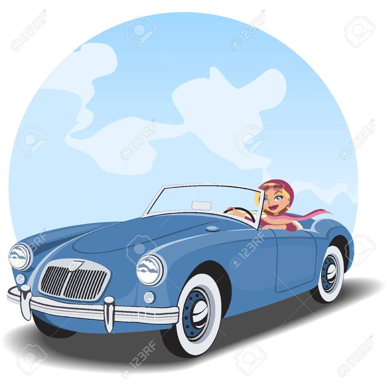 車を運転する転換古い女の子のイラスト素材 ベクタ Image 車を運転する転換古い女の子のイラスト素材 ベクタ Image
