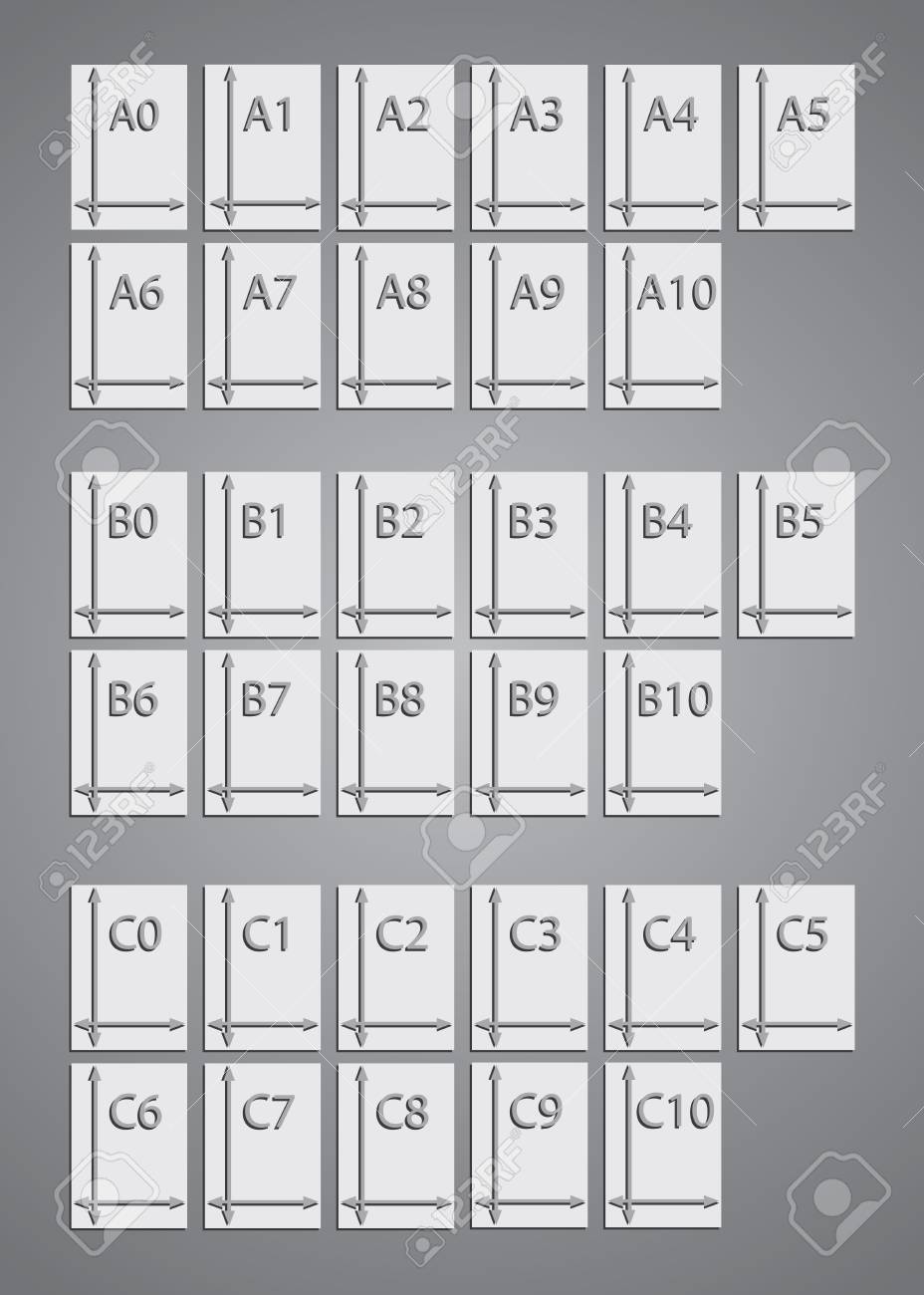 set standard icons icons paper size a b c royalty free cliparts c vector size