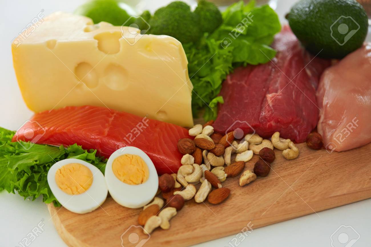 healthy foods closeup of variety of food ingredients fresh stock