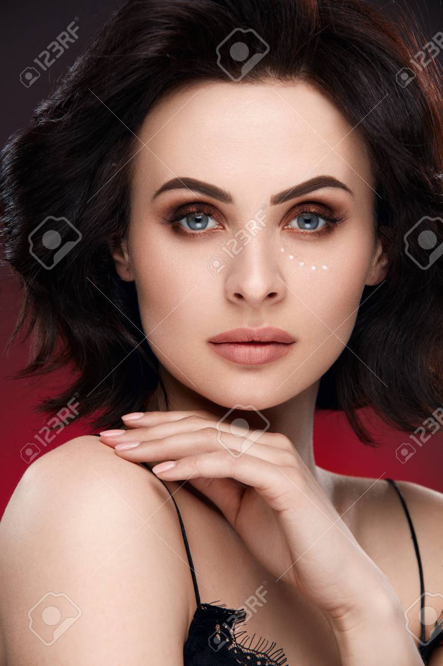 Woman Beauty Portrait Beautiful Young Female With Short Dark