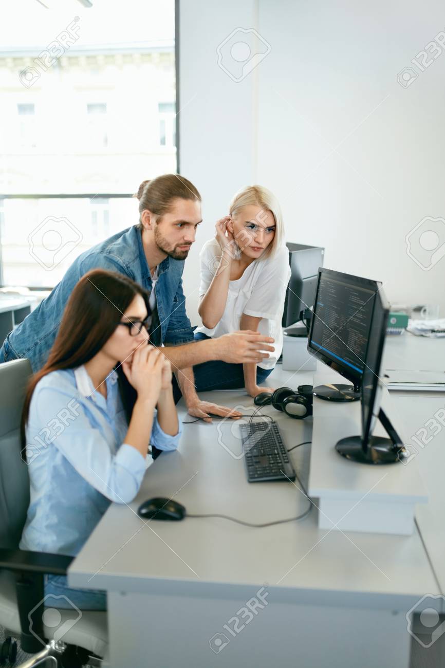 IT office. People Working At Open Workplace. Group Of Programmers Working Together On Project, Programming On Computer In Modern Light Office. Work In IT Company. High Resolution - 96364834 IT office. People Working At Open Workplace. Group Of Programmers Working Together On Project, Programming On Computer In Modern Light Office. Work In IT Company. High Resolution - 96364834