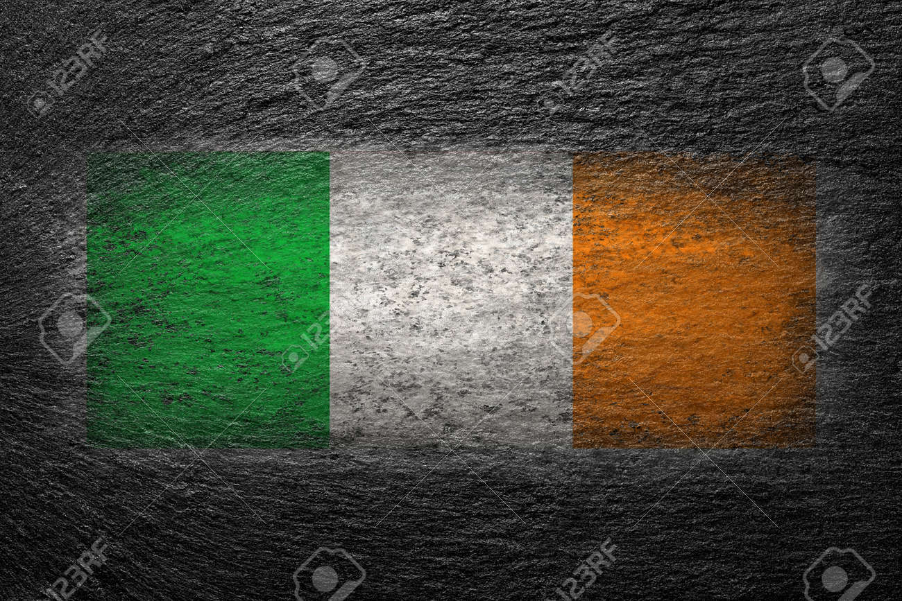Ireland Flag. Irish Flag Is Painted On A Black Stone. Creative Background.  Stock Photo, Picture and Royalty Free Image. Image 181267377., image size:1300x867