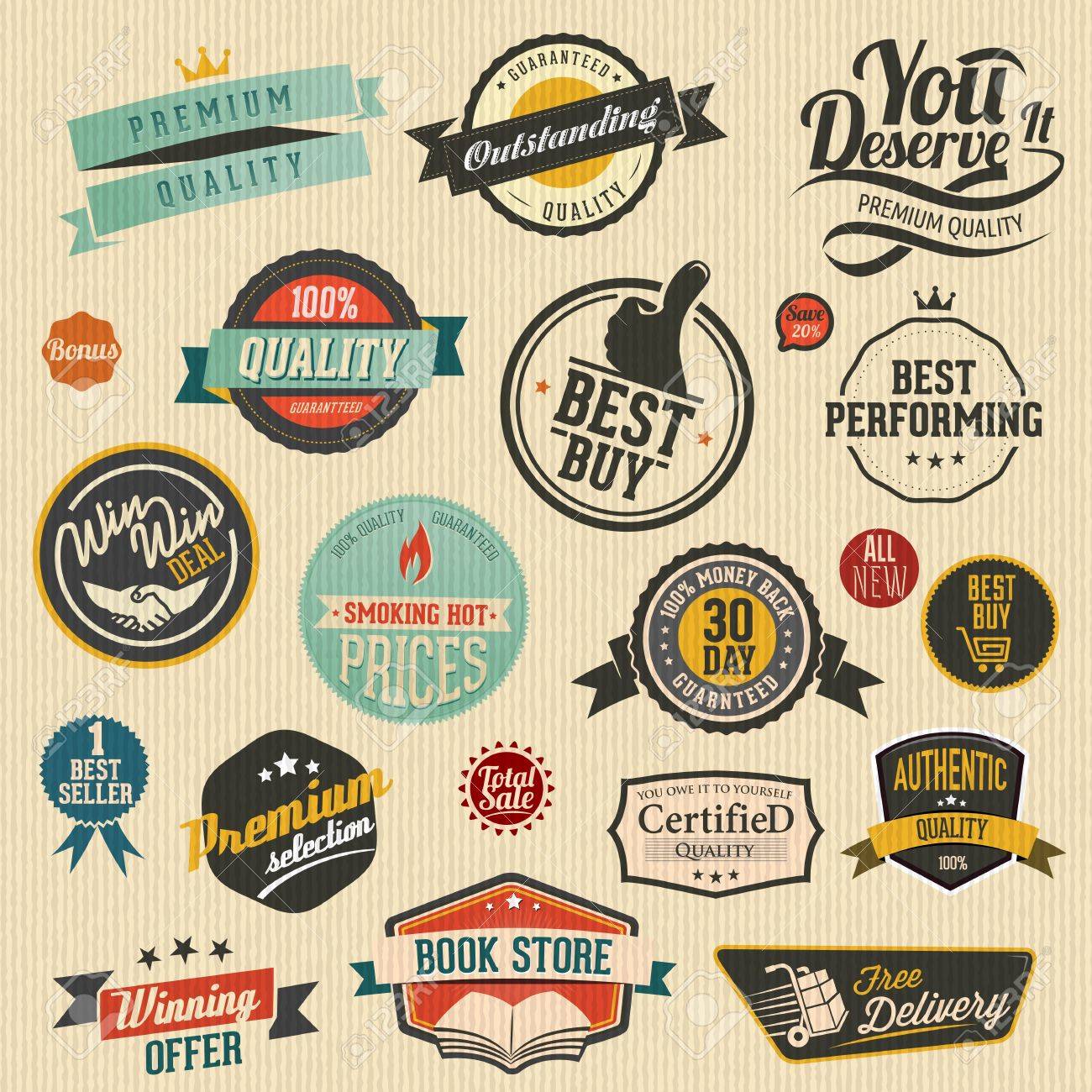 Set Of Vector Retro Stickers Royalty 