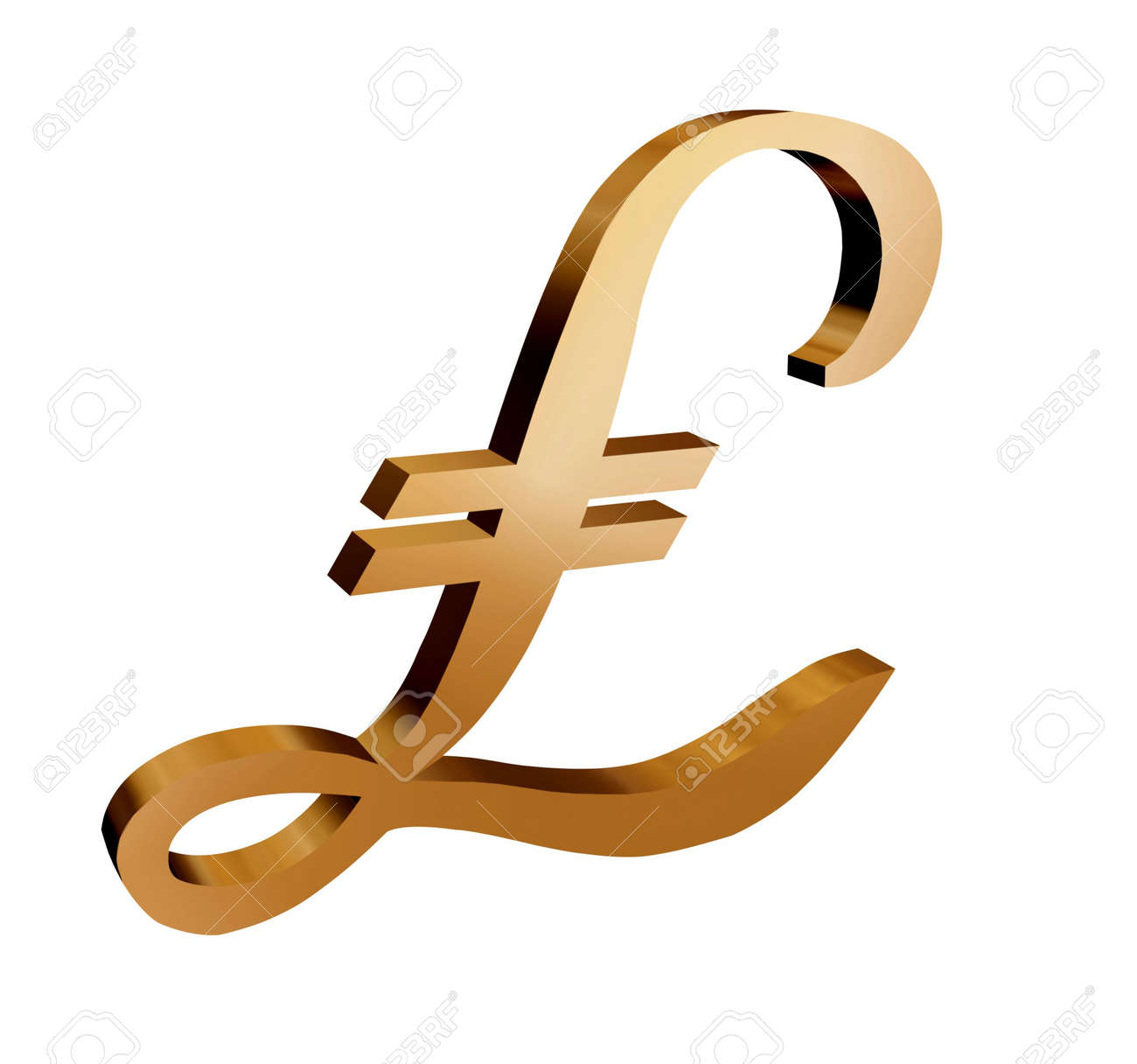 ゴールド色で 3d の手書きポンド記号 の写真素材 画像素材 Image