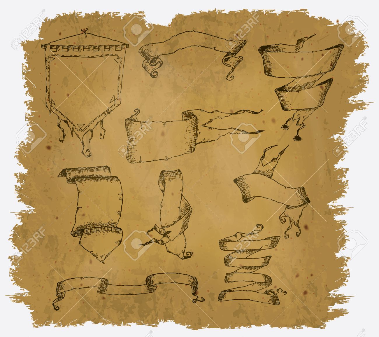 それを巻物のいくつかのデザインで着用の羊皮紙 のイラスト素材 ベクタ Image