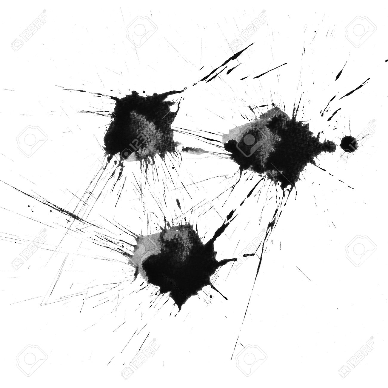 Black color splash on white background stock photo 16776645