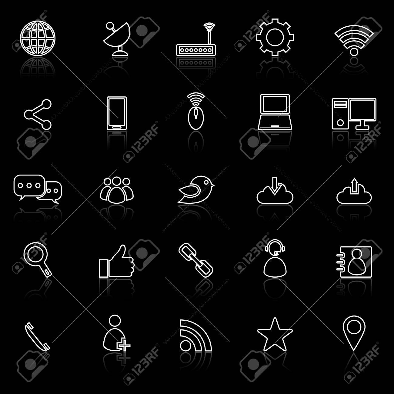 ネットワーク ライン アイコン反映黒 素材のベクトル のイラスト素材 ベクタ Image