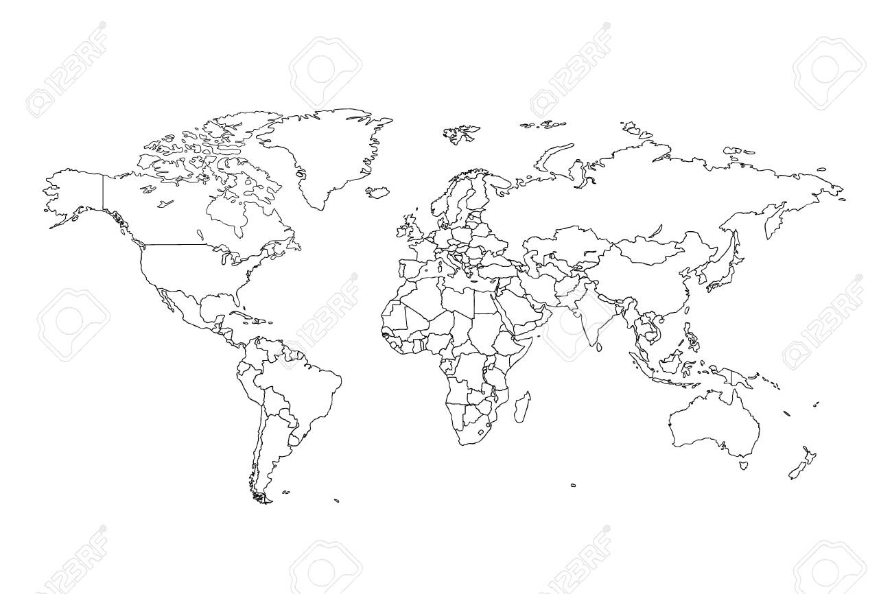 World Map Contour Lines World Map Vector. Contour Of World Map. Royalty Free Svg, Cliparts,  Vectors, And Stock Illustration. Image 136863265.