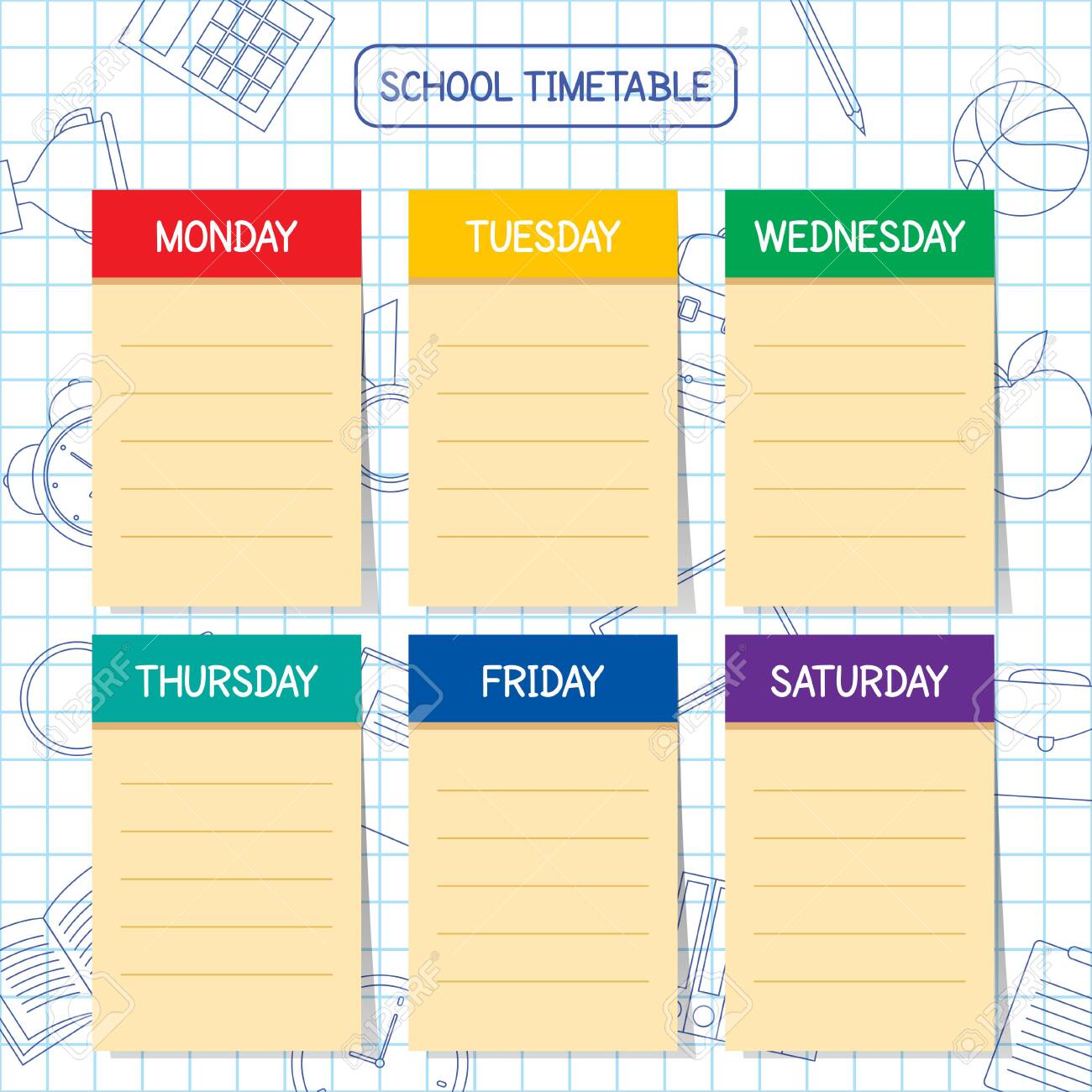 school timetable template a weekly curriculum design vector timetable template free