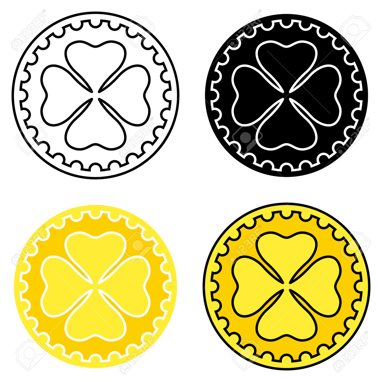 フラットスタイルのクローバーコインのイラスト素材・ベクター Image 199149031